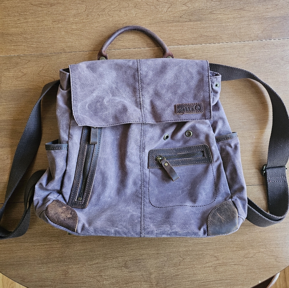 Della Q Waxed Canvas Convertible Maker Backpack - Cocoa